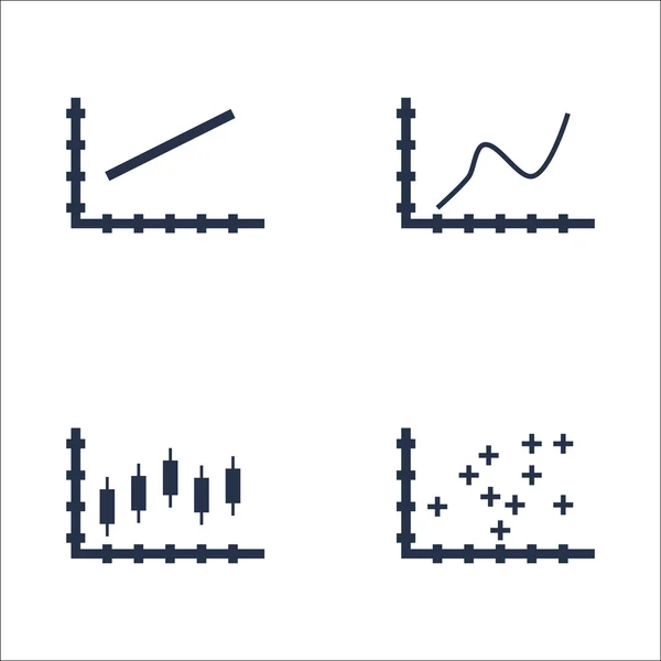 Sada grafy, diagramy a statistiky ikon. Prémiová kvalita Symbol kolekce. Ikony lze použít pro Web, aplikaci a Ui Design. Vektorové ilustrace, Eps10. — Stockový vektor