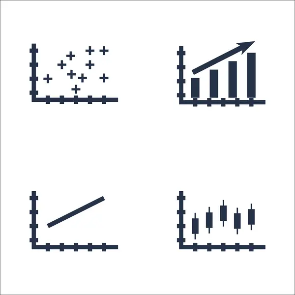 Zestaw wykresów, diagramów i statystyki ikony. Kolekcja Symbol jakości premium. Ikony mogą służyć dla sieci Web, aplikacji i projektowania interfejsu użytkownika. Ilustracja wektorowa, Eps10. — Wektor stockowy