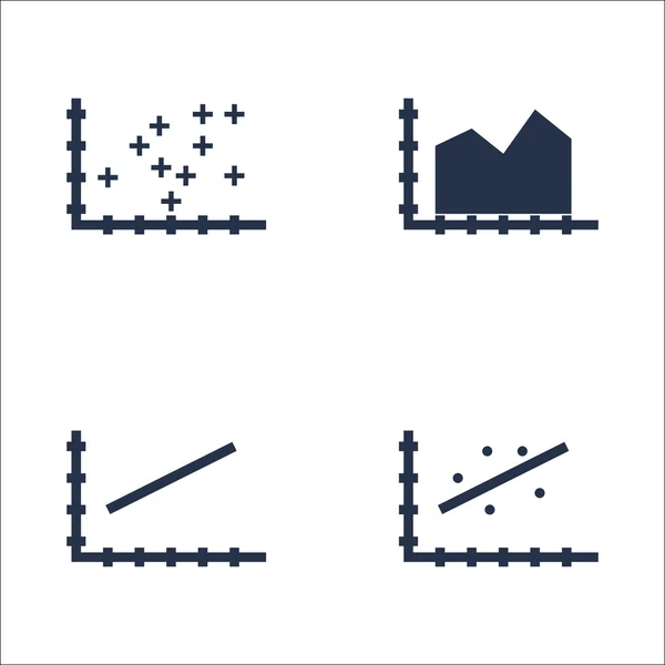 Zestaw wykresów, diagramów i statystyki ikony. Kolekcja Symbol jakości premium. Ikony mogą służyć dla sieci Web, aplikacji i projektowania interfejsu użytkownika. Ilustracja wektorowa, Eps10. — Wektor stockowy