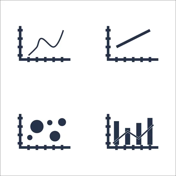 Zestaw wykresów, diagramów i statystyki ikony. Kolekcja Symbol jakości premium. Ikony mogą służyć dla sieci Web, aplikacji i projektowania interfejsu użytkownika. Ilustracja wektorowa, Eps10. — Wektor stockowy