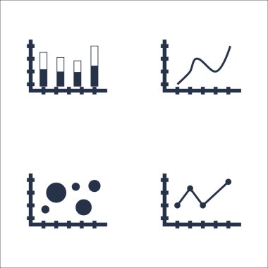 Grafikler, diyagramlar ve istatistik simgeler kümesi. Premium Kalite simgesi derleme. Simgeler, Web, uygulama ve kullanıcı arabirimi tasarımı için kullanılabilir. Vektör çizim, Eps10.