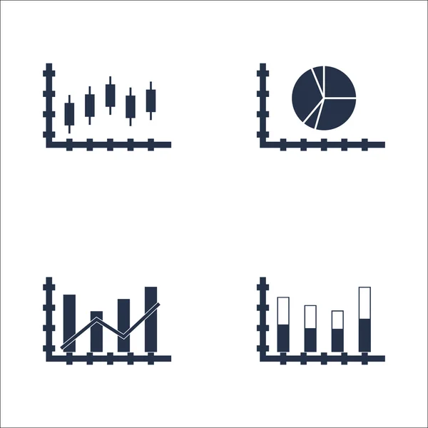 Набор графиков, диаграмм и статистических значков. Качественное образование. Icons can be Used For Web, App And Ui Design. Векторная обработка, S10 . — стоковый вектор