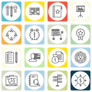 Ekip Çalışması, Görev Listesi, Kişilik ve Daha Fazlası Üzerine Proje Yönetimi Simgeleri Ayarlayın. Üstün Kaliteli Eps10 Vektör İllüstrasyon Mobil, Uygulama, Ui Tasarım için.