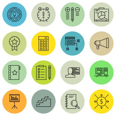 Yatırım, Kalite Yönetimi, Ödül ve Daha Fazlası Proje Yönetimi Simgeleri Ayarlayın. Üstün Kaliteli Eps10 Vektör İllüstrasyon Mobil, Uygulama, Ui Tasarım için.