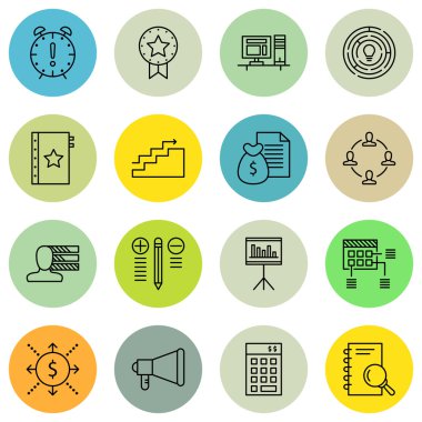 Set Of Project Management Icons On Quality Management, Promotion, Award And More. Premium Quality EPS10 Vector Illustration For Mobile, App, UI Design.