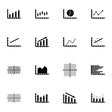 Grafikler, diyagramlar ve istatistik simgeler kümesi. Premium Kalite simgesi derleme. Simgeler, Web, uygulama ve kullanıcı arabirimi tasarımı için kullanılabilir. Vektör çizim, Eps10.