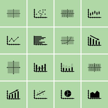 Grafikler, diyagramlar ve istatistik simgeler kümesi. Premium Kalite simgesi derleme. Simgeler, Web, uygulama ve kullanıcı arabirimi tasarımı için kullanılabilir. Vektör çizim, Eps10.