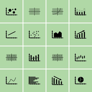 Grafikler, diyagramlar ve istatistik simgeler kümesi. Premium Kalite simgesi derleme. Simgeler, Web, uygulama ve kullanıcı arabirimi tasarımı için kullanılabilir. Vektör çizim, Eps10.