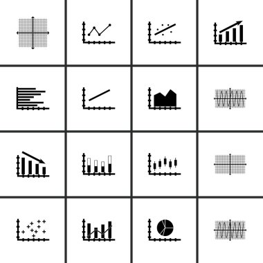 Grafikler, diyagramlar ve istatistik simgeler kümesi. Premium Kalite simgesi derleme. Simgeler, Web, uygulama ve kullanıcı arabirimi tasarımı için kullanılabilir. Vektör çizim, Eps10.