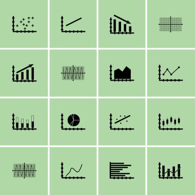Grafikler, diyagramlar ve istatistik simgeler kümesi. Premium Kalite simgesi derleme. Simgeler, Web, uygulama ve kullanıcı arabirimi tasarımı için kullanılabilir. Vektör çizim, Eps10.
