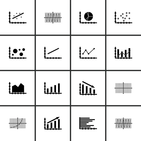 Grafikonok, diagramok és statisztikák ikonok beállítása. Prémium minőségű szimbólum gyűjtemény. Ikonok lehet használni a Web-, alkalmazás- és Ui Design. Vektoros illusztráció, Eps10. — Stock Vector