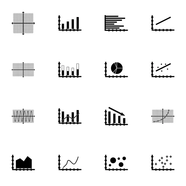 Grafikonok, diagramok és statisztikák ikonok beállítása. Prémium minőségű szimbólum gyűjtemény. Ikonok lehet használni a Web-, alkalmazás- és Ui Design. Vektoros illusztráció, Eps10. — Stock Vector