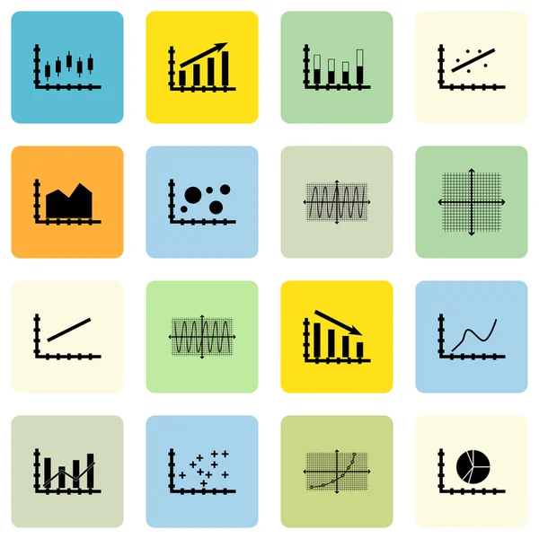 Set Of Graphs, Diagrams And Statistics Icons. Premium Quality Symbol Collection. Icons Can Be Used For Web, App And UI Design. Vector Illustration, EPS10. — Stock Vector