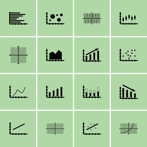 Zestaw wykresów, diagramów i statystyki ikony. Kolekcja Symbol jakości premium. Ikony mogą służyć dla sieci Web, aplikacji i projektowania interfejsu użytkownika. Ilustracja wektorowa, Eps10. — Wektor stockowy