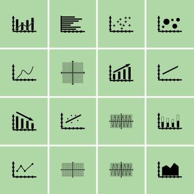 Grafikler, diyagramlar ve istatistik simgeler kümesi. Premium Kalite simgesi derleme. Simgeler, Web, uygulama ve kullanıcı arabirimi tasarımı için kullanılabilir. Vektör çizim, Eps10.