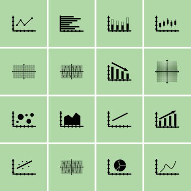 Grafikler, diyagramlar ve istatistik simgeler kümesi. Premium Kalite simgesi derleme. Simgeler, Web, uygulama ve kullanıcı arabirimi tasarımı için kullanılabilir. Vektör çizim, Eps10.