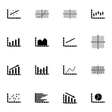 Grafikler, diyagramlar ve istatistik simgeler kümesi. Premium Kalite simgesi derleme. Simgeler, Web, uygulama ve kullanıcı arabirimi tasarımı için kullanılabilir. Vektör çizim, Eps10.