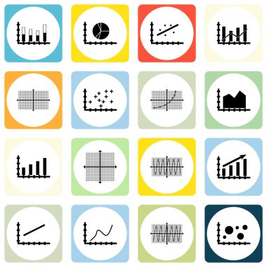 Grafikler, diyagramlar ve istatistik simgeler kümesi. Premium Kalite simgesi derleme. Simgeler, Web, uygulama ve kullanıcı arabirimi tasarımı için kullanılabilir. Vektör çizim, Eps10.