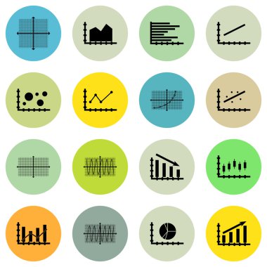 Grafikler, diyagramlar ve istatistik simgeler kümesi. Premium Kalite simgesi derleme. Simgeler, Web, uygulama ve kullanıcı arabirimi tasarımı için kullanılabilir. Vektör çizim, Eps10.