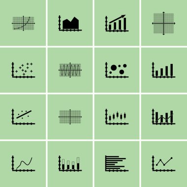 Grafikler, diyagramlar ve istatistik simgeler kümesi. Premium Kalite simgesi derleme. Simgeler, Web, uygulama ve kullanıcı arabirimi tasarımı için kullanılabilir. Vektör çizim, Eps10.