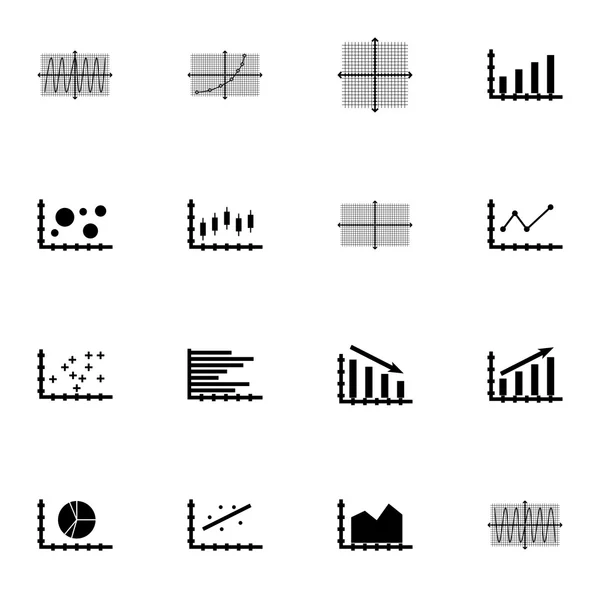 Sada grafy, diagramy a statistiky ikon. Prémiová kvalita Symbol kolekce. Ikony lze použít pro Web, aplikaci a Ui Design. Vektorové ilustrace, Eps10. — Stockový vektor