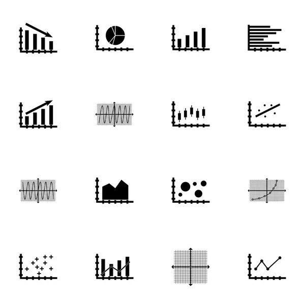 Grafikonok, diagramok és statisztikák ikonok beállítása. Prémium minőségű szimbólum gyűjtemény. Ikonok lehet használni a Web-, alkalmazás- és Ui Design. Vektoros illusztráció, Eps10. — Stock Vector