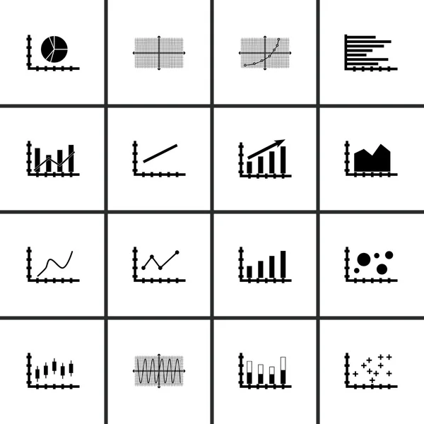 Zestaw wykresów, diagramów i statystyki ikony. Kolekcja Symbol jakości premium. Ikony mogą służyć dla sieci Web, aplikacji i projektowania interfejsu użytkownika. Ilustracja wektorowa, Eps10. — Wektor stockowy