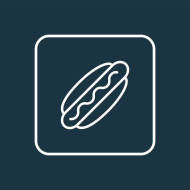 Sosisli sandviç çizgisi sembolü. Kaliteli kalite fast food elementini modada izole etti.