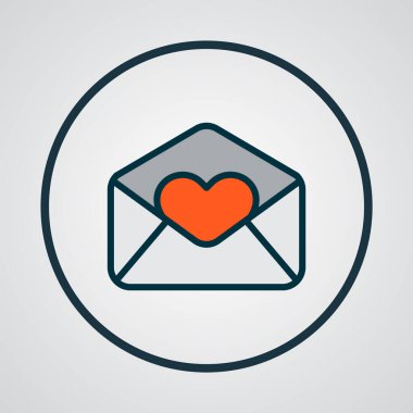 Aşk harfi renkli çizgi sembolü. Kaliteli kalite izole kalp posta ögesi modada.