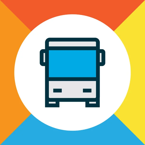 버스 아이콘 색 라인 심볼. 유행하는 스타일의 특질 고립 된 자동 버스 요소. — 스톡 벡터