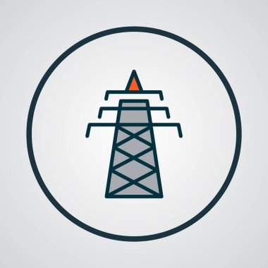 Güç kulesi simgesi renkli çizgi sembolü. Moda tarzında birinci kalite izole anten ögesi.