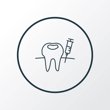 Anestezi ikonu çizgi sembolü. Moda tarzında birinci kalite izole şırınga ögesi.