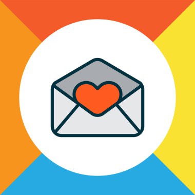 Aşk harfi renkli çizgi sembolü. Kaliteli kalite izole kalp posta ögesi modada.