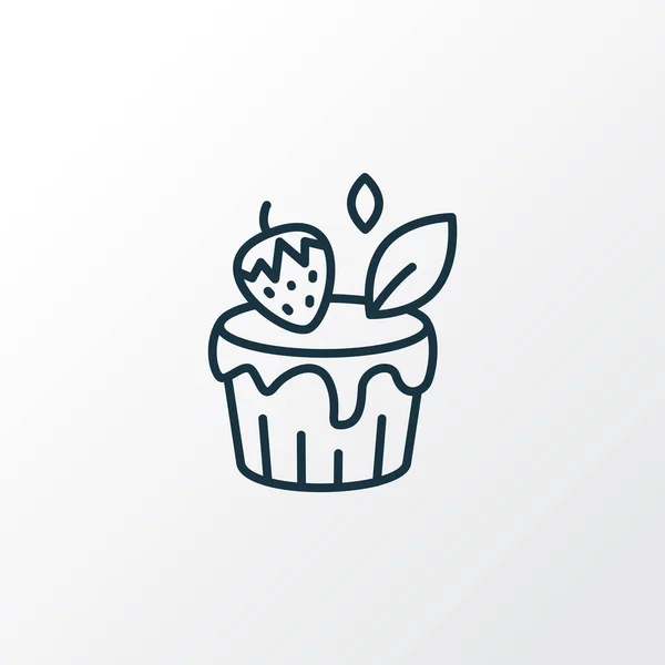 Vegano icono de la torta símbolo de línea. Elemento de postre aislado de primera calidad en estilo de moda. — Vector de stock