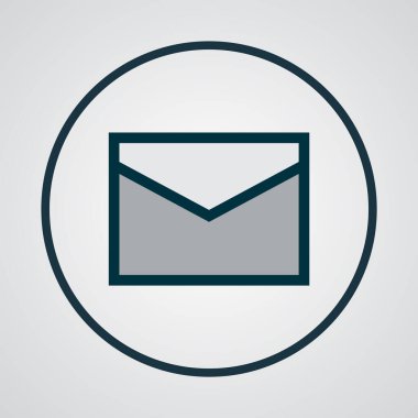 İleti simgesi renkli çizgi sembolü. Moda biçiminde birinci kalite izole harf ögesi.