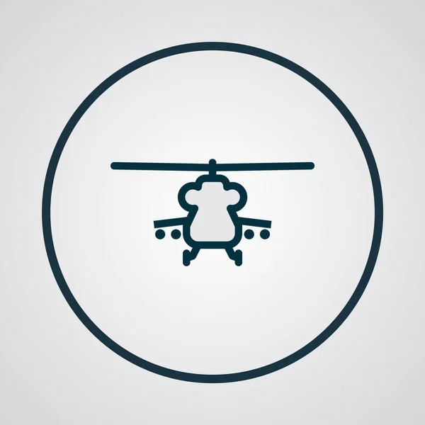 軍用ヘリコプターのアイコンの色の線記号。流行のスタイルでプレミアム品質の隔離された航空要素. — ストック写真