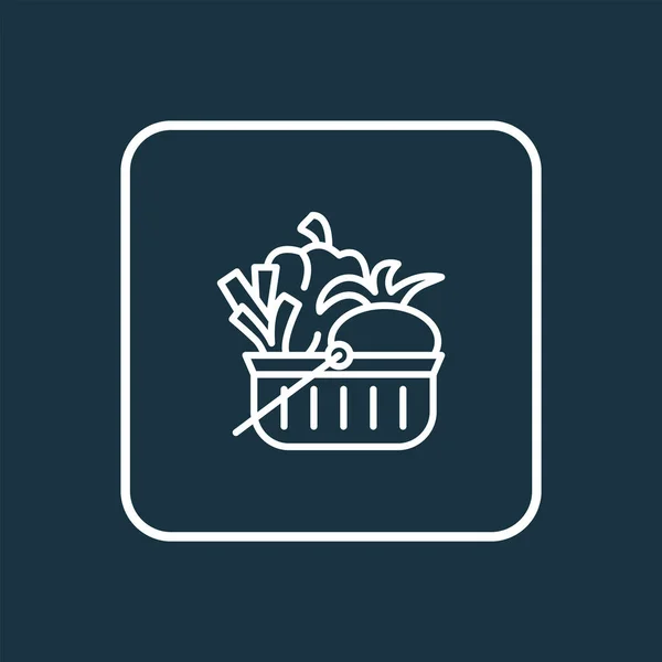 Vegan winkelmandje pictogram lijn symbool. Premium kwaliteit geïsoleerde plantaardige element kopen in trendy stijl. — Stockvector