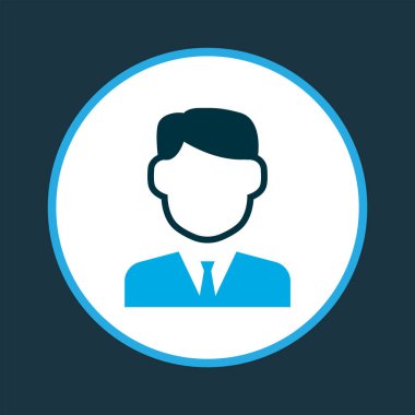 İş adamı simgesi renkli sembol. Moda tarzında kaliteli izole edilmiş işçi ögesi.