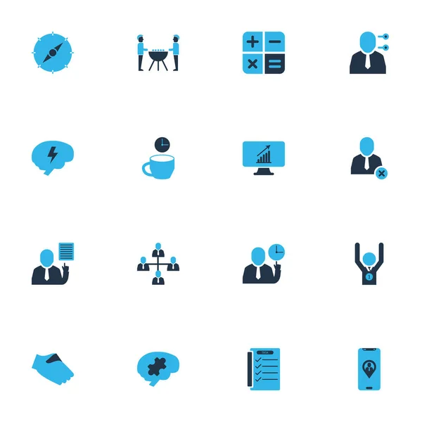 Team icone colorate set con vincitore, migliore idea, analisi del computer e altri elementi organizzativi. Isolate icone del team illustrazione. — Foto Stock