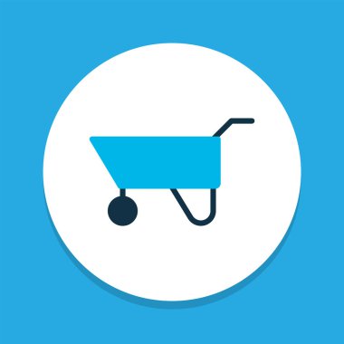 Pushcart simgesi renkli sembol. Moda tarzında birinci kalite izole el arabası ögesi.