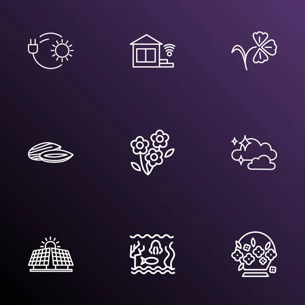 Landscape icons line style set with innovation, sequoia, acacia flower and other bulb elements. Isolated illustration landscape icons. — Stock Photo, Image