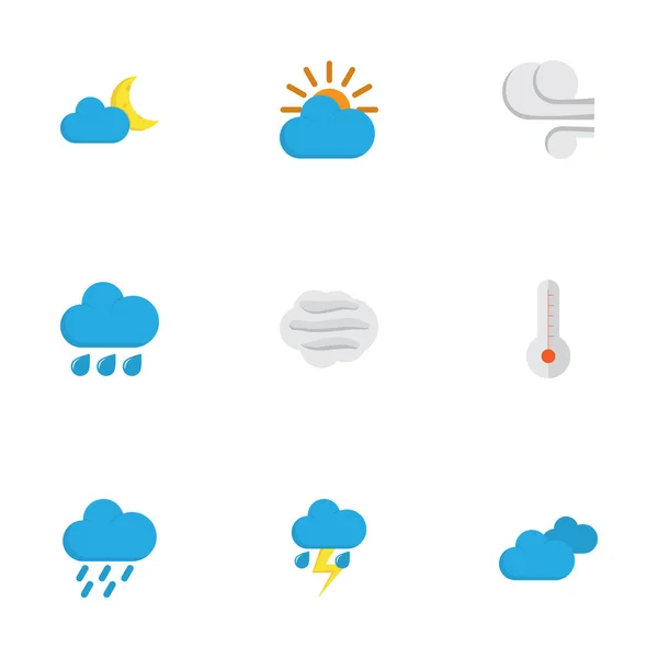 Air Icons flachen Stil mit Wind, Schneesturm, Mond und anderen Sichel-Elemente gesetzt. Vereinzelte Illustrationen. — Stockfoto