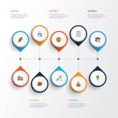 Festival ikonları şömine, şükran günü yemeği, elmalı turta ve diğer elektrik elementleriyle renklendirildi. İzole vektör illüstrasyon festivali simgeleri.