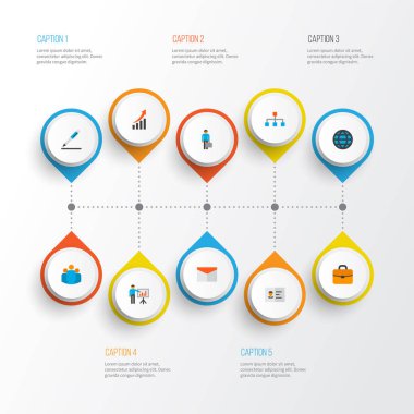 Takas simgeleri, yapı, takım, kontrat ve diğer bavul elementleriyle birlikte düz stil seti. İzole vektör illüstrasyon ticaret simgeleri.