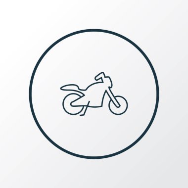 Motosiklet ikonu çizgi sembolü. Moda tarzında birinci kalite izole motosiklet ögesi.