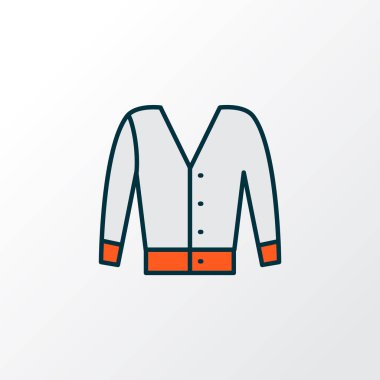 Kısa hırka simgesi renkli çizgi sembolü. Moda tarzında birinci kalite izole ceket ögesi.