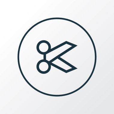 Makas simgesi çizgi sembolü. Kaliteli kalite izole edilmiş moda biçimi ögesi.