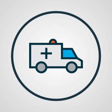 Ambulans simgesi renkli çizgi sembolü. Kaliteli kalite ilk yardım aracı ögesi modada izole edildi.