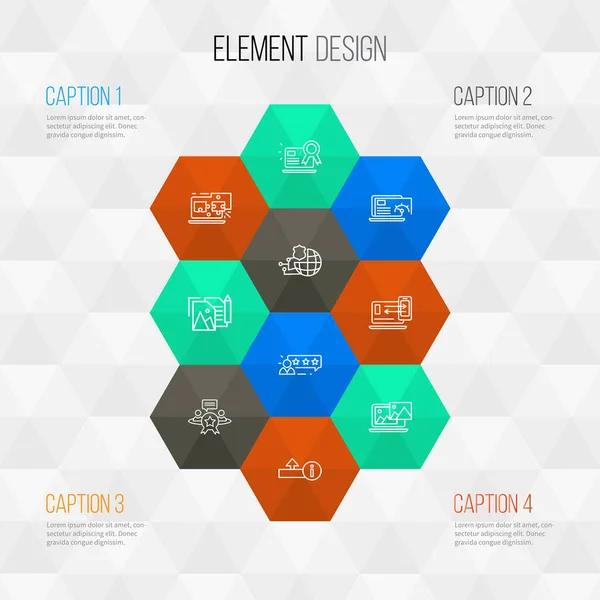 SEO ikony stylu linii zestaw z treścią zdjęć, jakość strony, przegląd klientów i inne globalne elementy bezpieczne. Izolowane ilustracje ikony SEO. — Zdjęcie stockowe