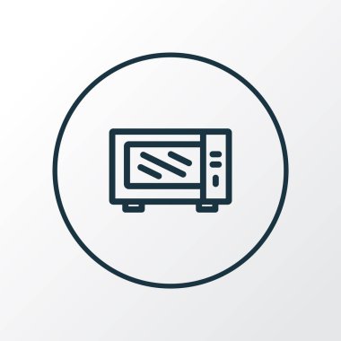 Mikrodalga ikon çizgisi sembolü. Kaliteli kalite izole edilmiş elektrikli fırın elementi modada.